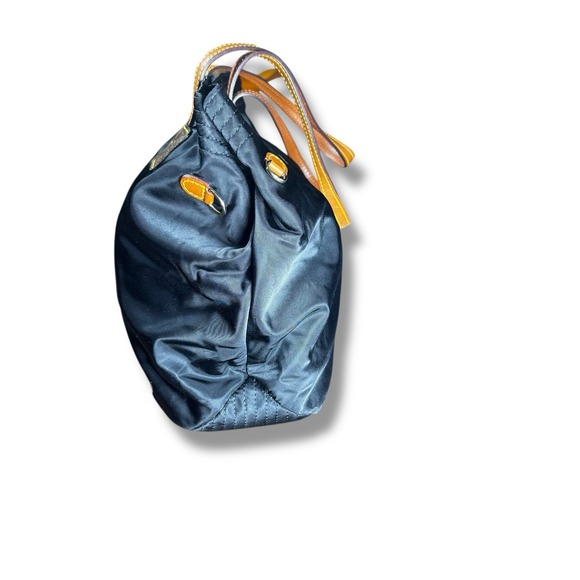 Dooney & Bourke Black Nylon Victoria Tote Brown Leather Trim Shoulder Bag - Picture 4 of 9